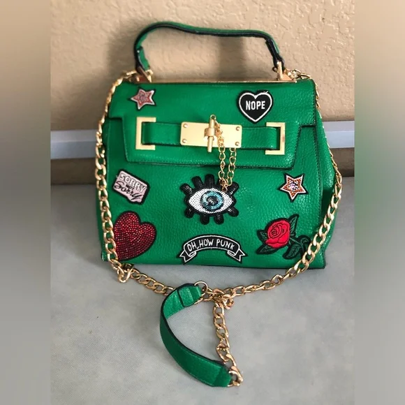 Aldo euro line green purse patches oh how punk
